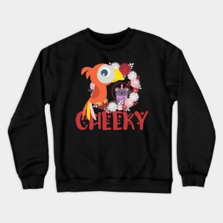 Cheeky parrot having a green tea boba, taro and milk on a forbidden zone. Spring design, fresh approach Crewneck Sweatshirt